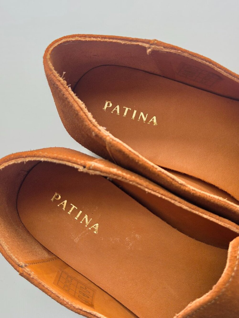 Portland Leather Patina Suede Loafers Size 10 Toffee Cognac Almond Toe Womens - Picture 4 of 9
